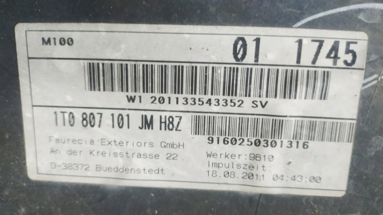 VOLKSWAGEN TOURAN FRONT BUMPER BROWN (1T0-807-101)