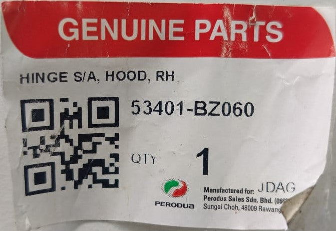 PERODUA AXIA/BEZZA D87A HINGE SUB-ASSY, BONNET RH (53401-BZ060)