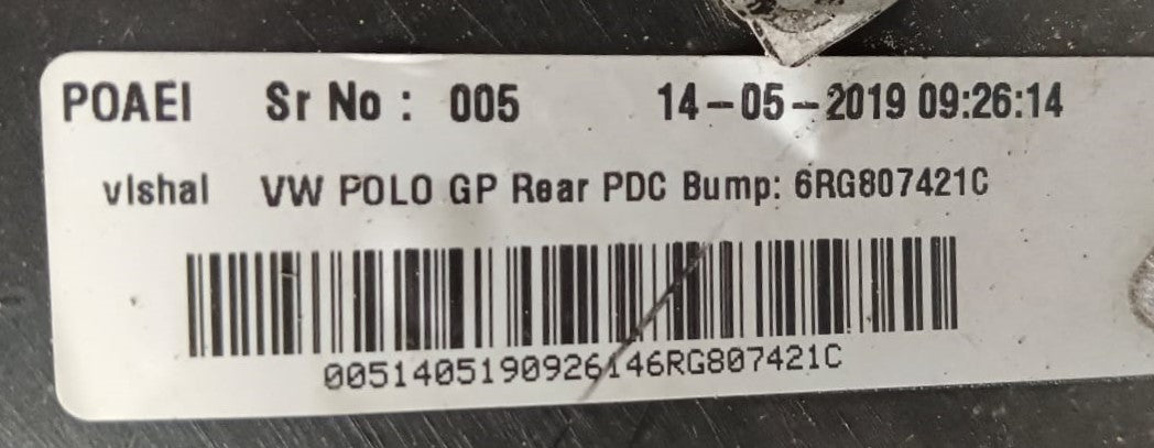 VOLKSWAGEN POLO REAR BUMPER BLACK (6RG807421C)