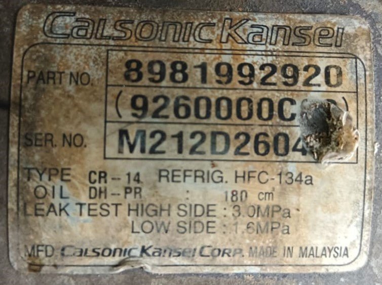 ISUZU DMAX ITEQ COMPRESSOR (8981992920)