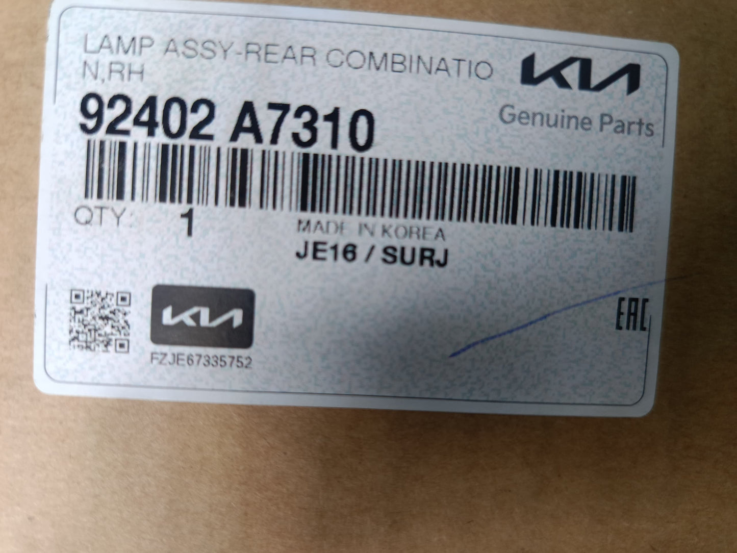 KIA CERATO K3 OUTER TAIL LAMP RH (92402 A7310)