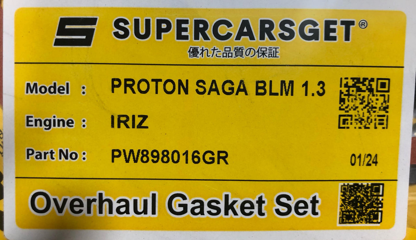 PROTON SAGA BLM/IRIZ 1.3 FULL SET OVERHAUL GASKET (CARBON) (PW898016GR)