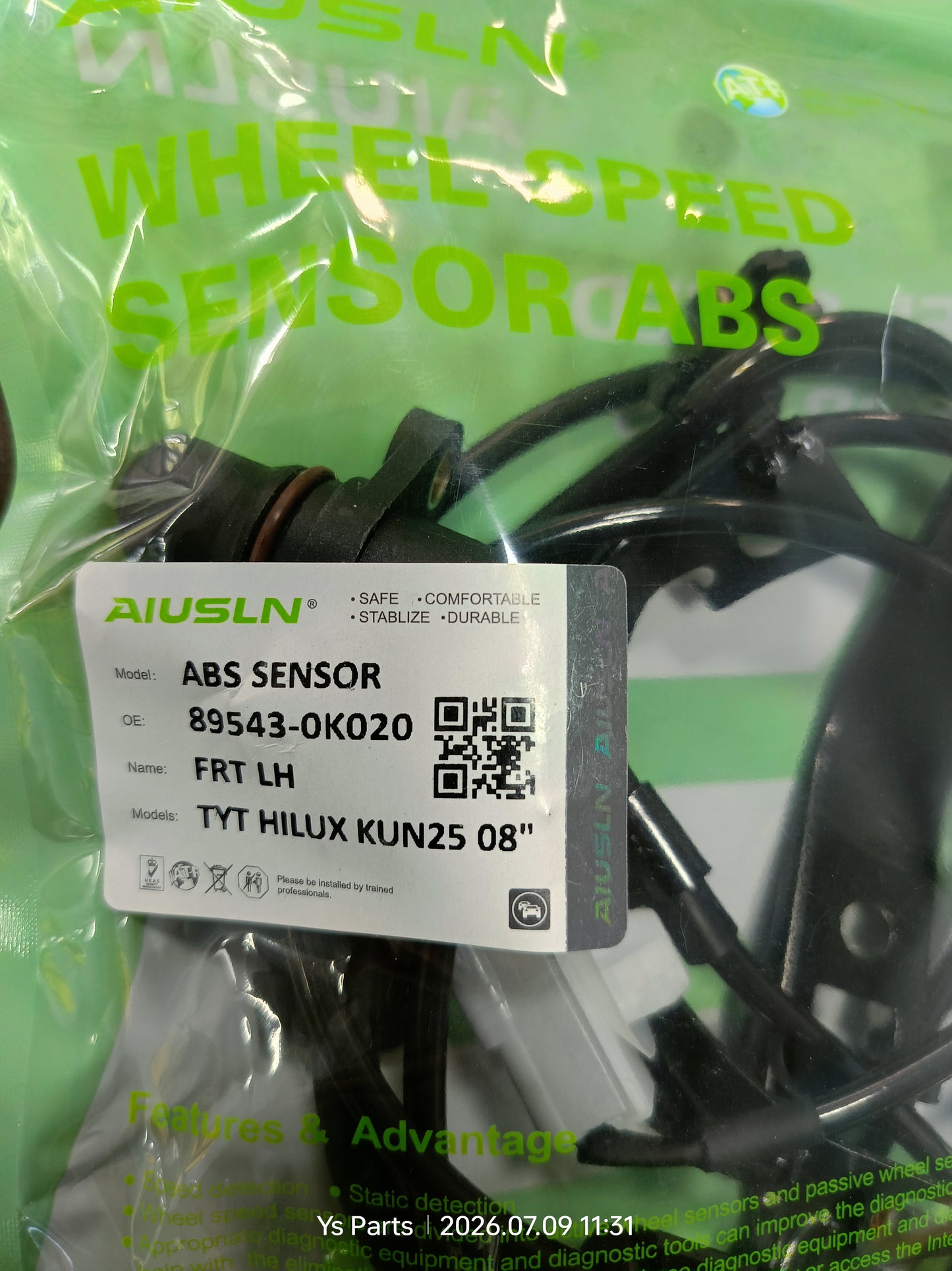 TOYOTA HILUX VIGO KUN25 2008 ABS SENSOR FLH NEW (89543-0K020)