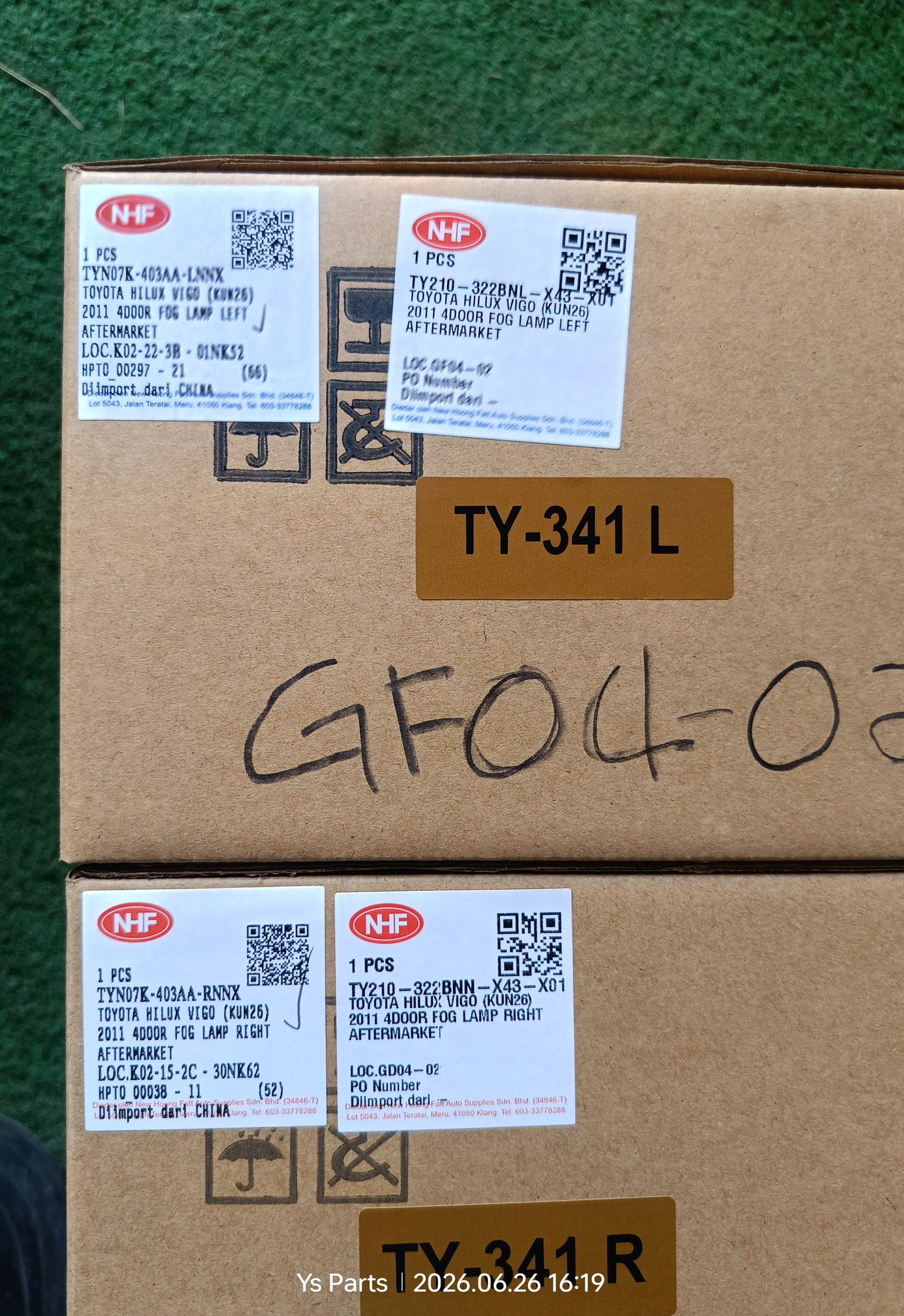 TOYOTA HILUX VIGO (KUN26) 2011 4DOOR FOG LAMP LH NEW (TYN07K-403AA- LNNX)