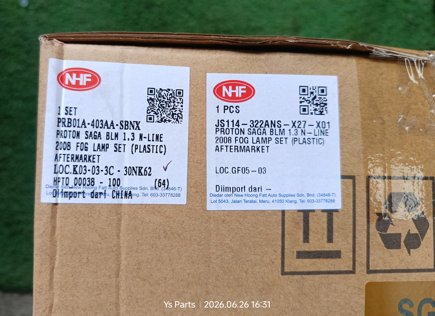 PROTON SAGA BLM 1.3 N LINE 2008 FOG LAMP SET (PLASTIC) NEW (PRB01A-403AA-SBNX)