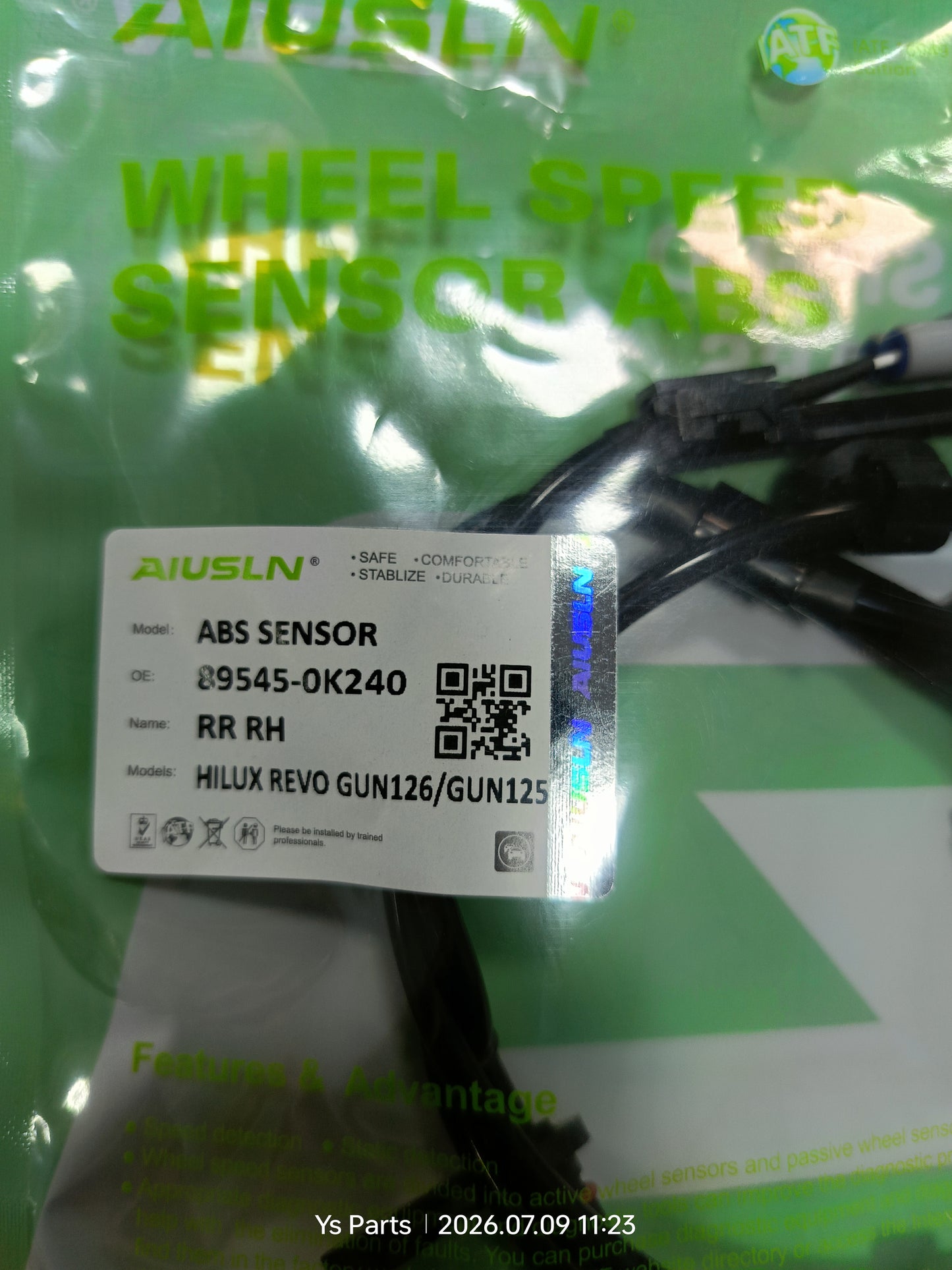 TOYOTA HILUX REVO GUN126/GUN125 ABS SENSOR RRH NEW (89545-0K240)