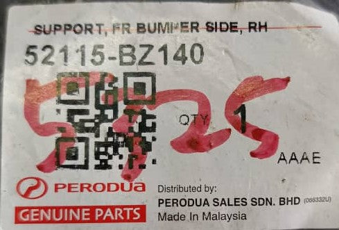 PERODUA MYVI LAGI BEST / ICON SUPPORT FRONT BUMPER BRACKET RH (52115-BZ140)