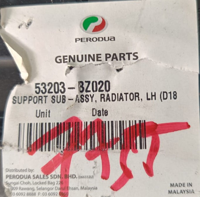 PERODUA BEZZA D18 SUPPORT SUB-ASSY RADIATOR PANEL LH (53203-BZ020)