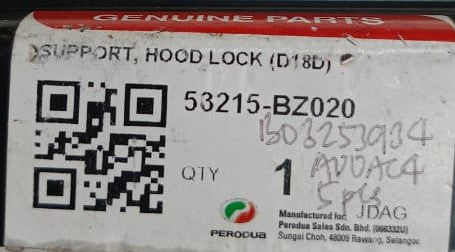 PERODUA BEZZA D18D BONNET LOCKSUPPORT (53215-BZ020)