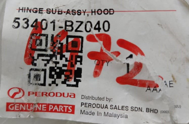 PERODUA MYVI LAGI BEST FRONT BONNET HINGE SUB-ASSY BONNET RH (53401-BZ040)