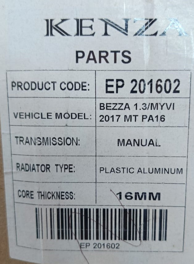 PERODUA BEZZA 1.3/MYVI 2017 MT PA16 RADIATOR - EP201602 (R-PB02A)