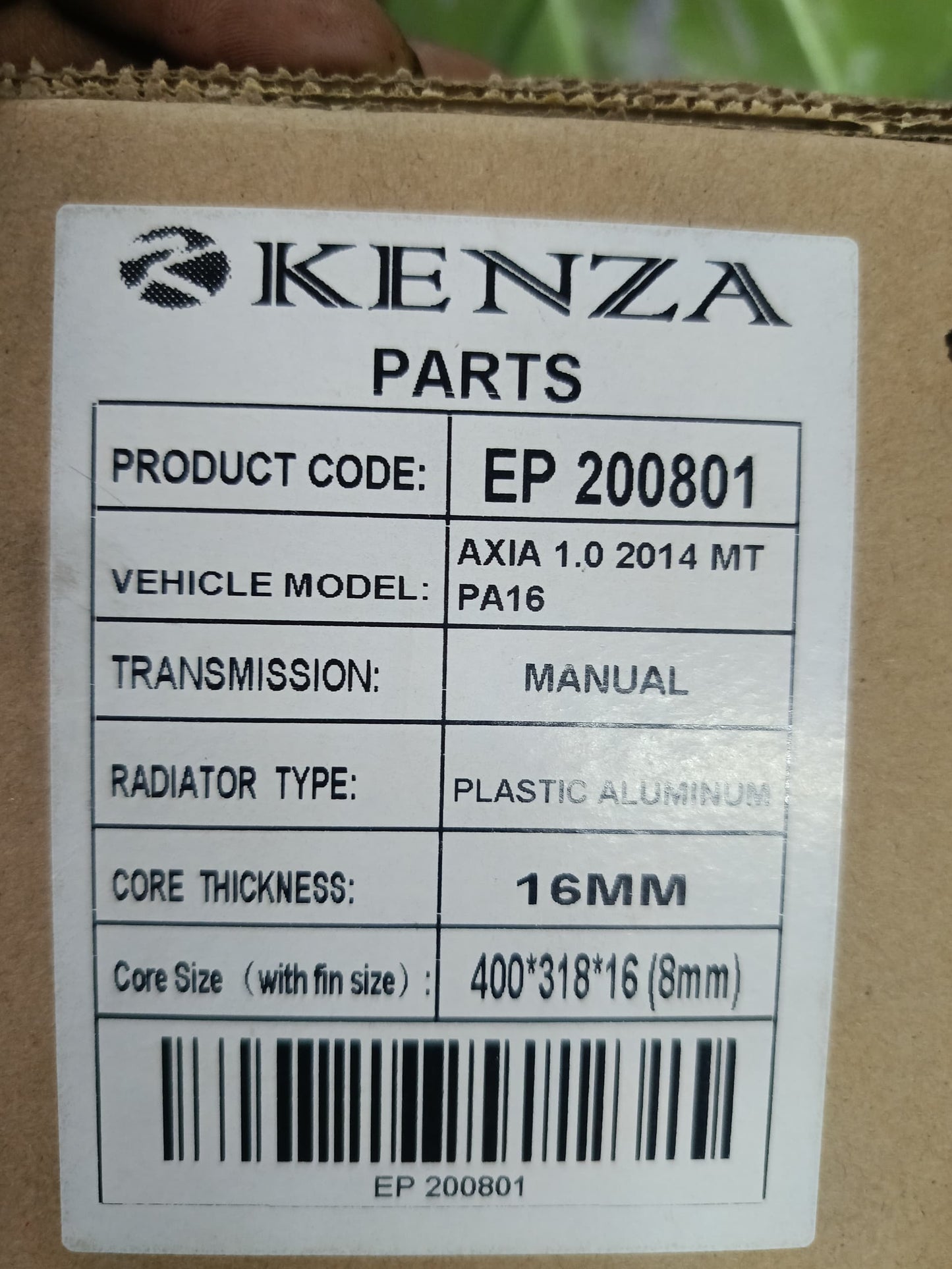 PERODUA AXIA 1.2 2014 MT-AT PA16 RADIATOR 8MM EP-200801 (NEW)