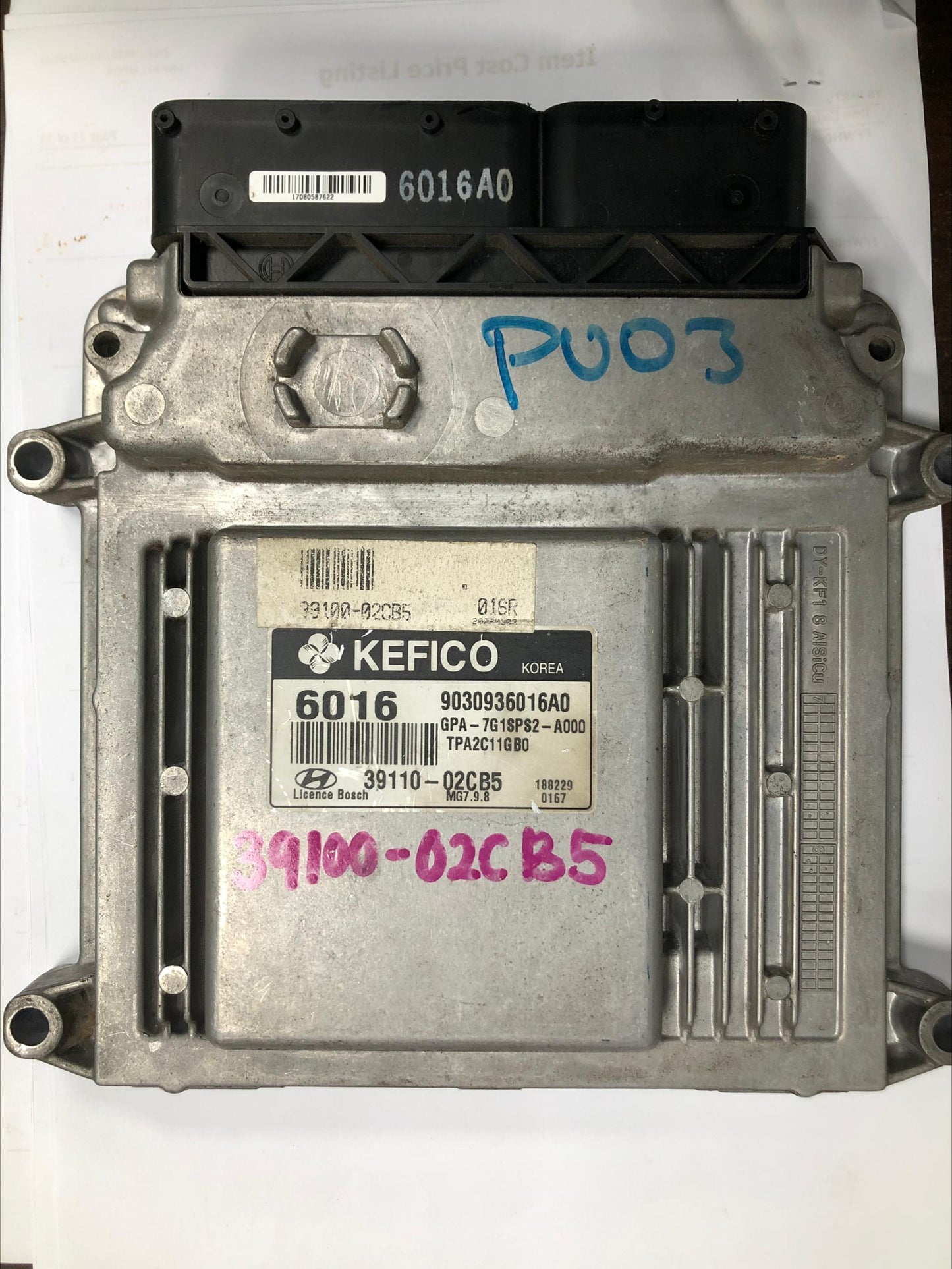 HYUNDAI I10 ENGINE ECU (39100-02CB2)
