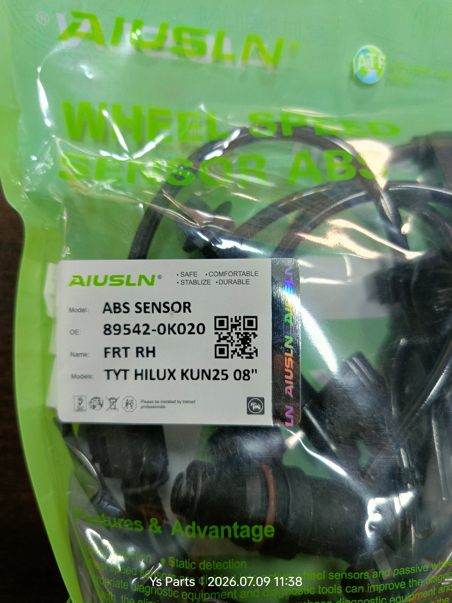 TOYOTA HILUX VIGO KUN25 2008 ABS SENSOR FRH NEW (89542-0K020)