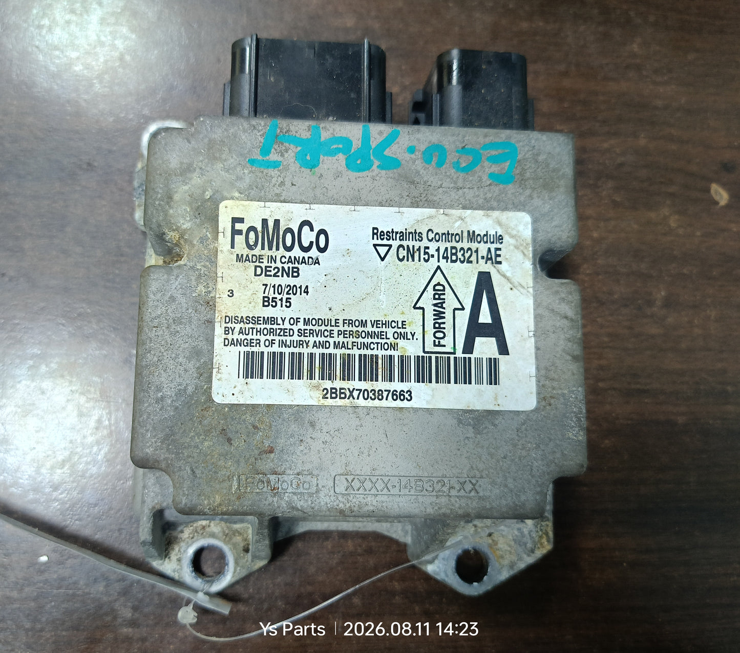 FORD ECO SPORT AIRBAG ECU (CN15-14B321-AE)