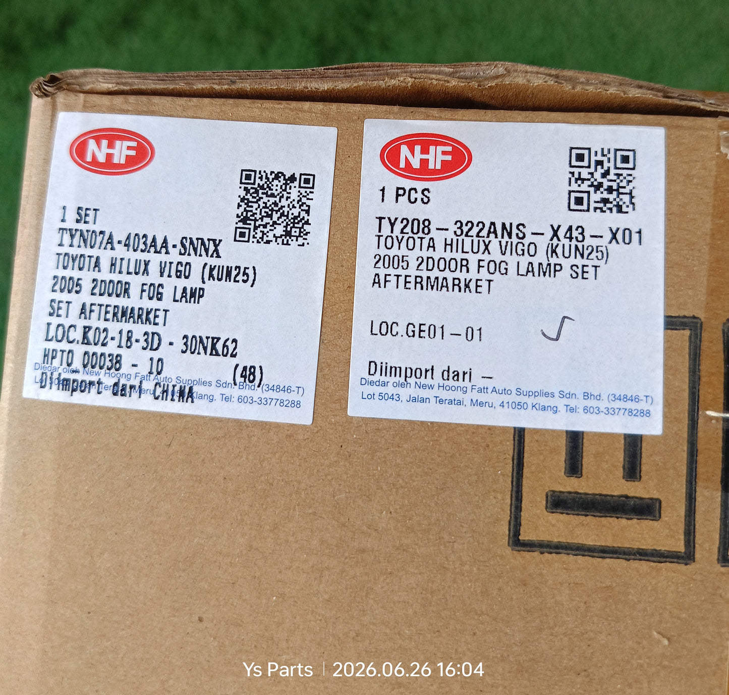 TOYOTA HILUX VIGO (KUN25) 2005 2DOOR FOG LAMP SET NEW (TYN07A-403AA-SNNX)