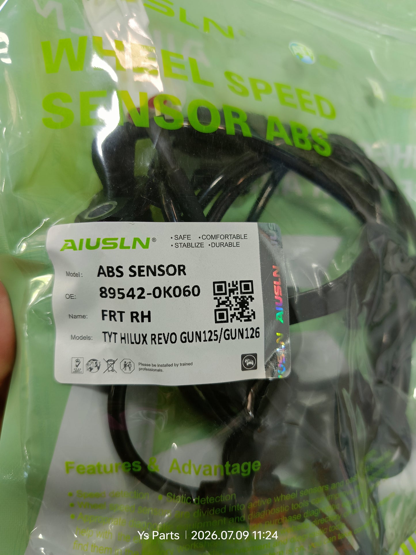 TOYOTA HILUX REVO GUN125/GUN126 ABS SENSOR FRH NEW (89542-0K060)
