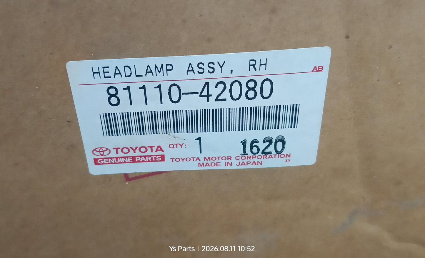 TOYOTA RAV4 HEAD LAMP RH (NEW ORI) (81110-42080)