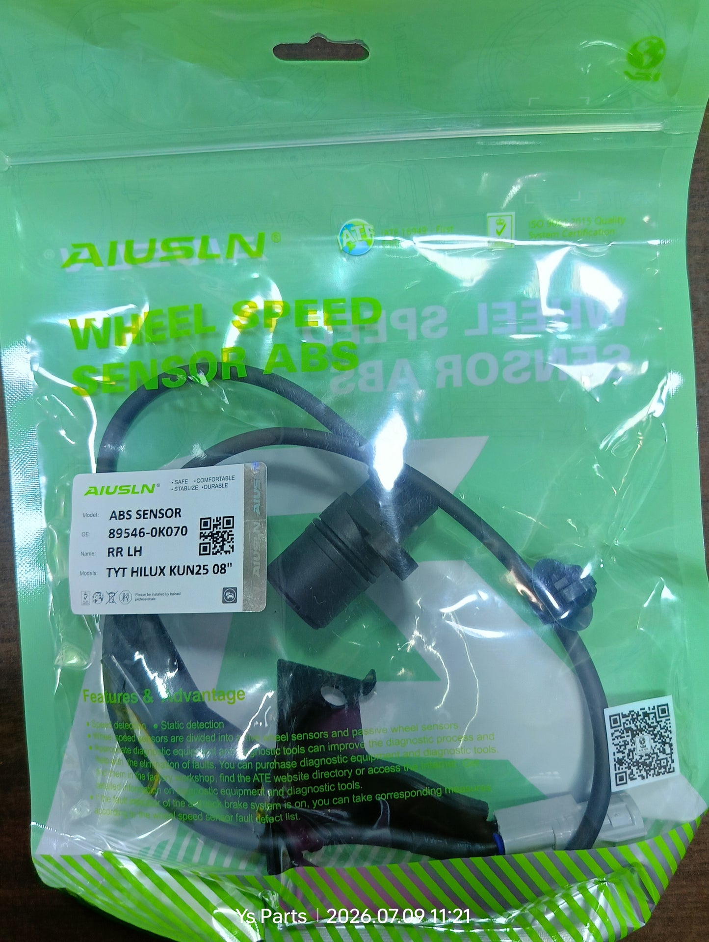 TOYOTA HILUX VIGO KUN25 2008 ABS SENSOR RLH NEW (89546-0K070)