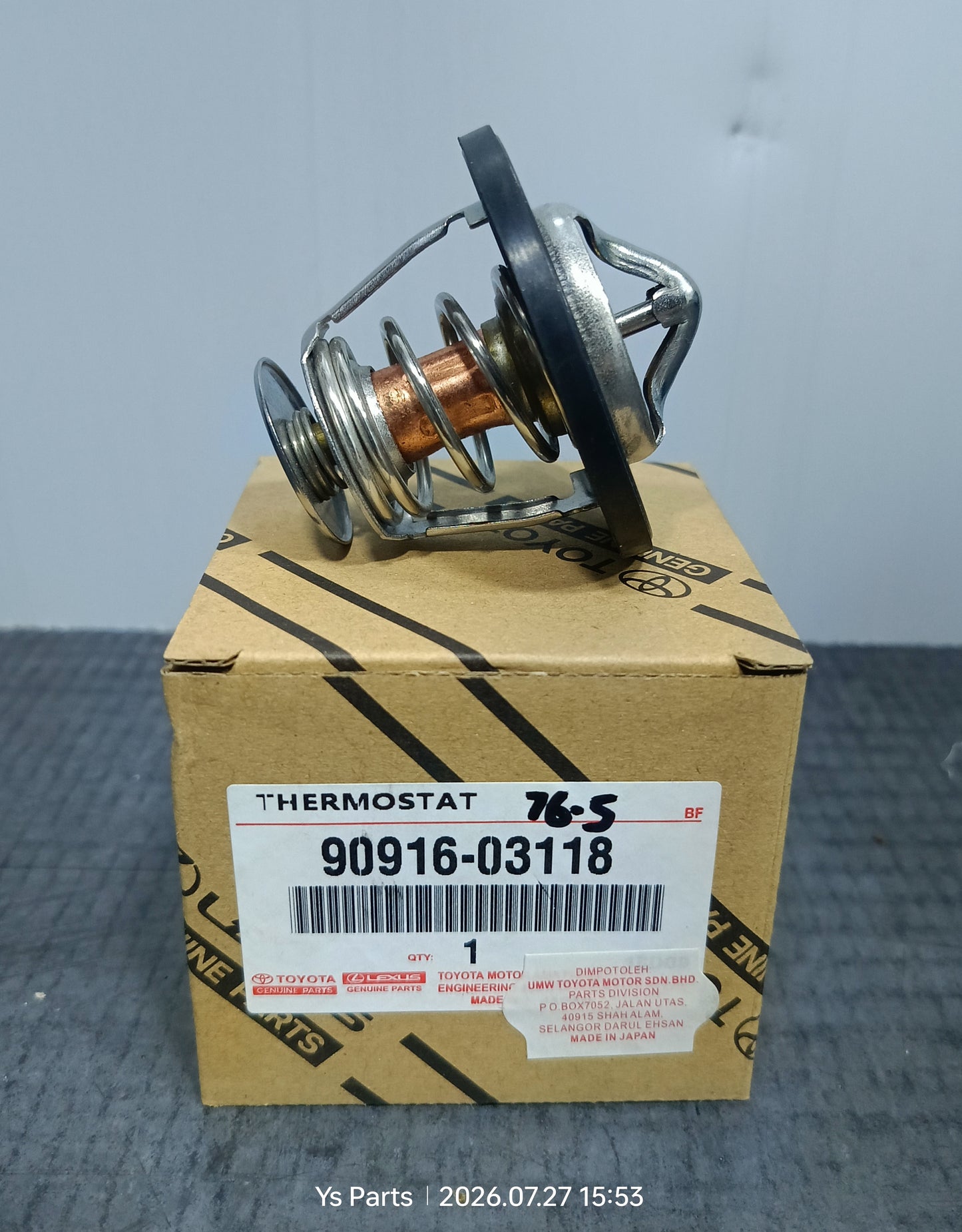 TOYOTA THERMOSTAT 76.5 (NEW) (90916-03118 76.5)