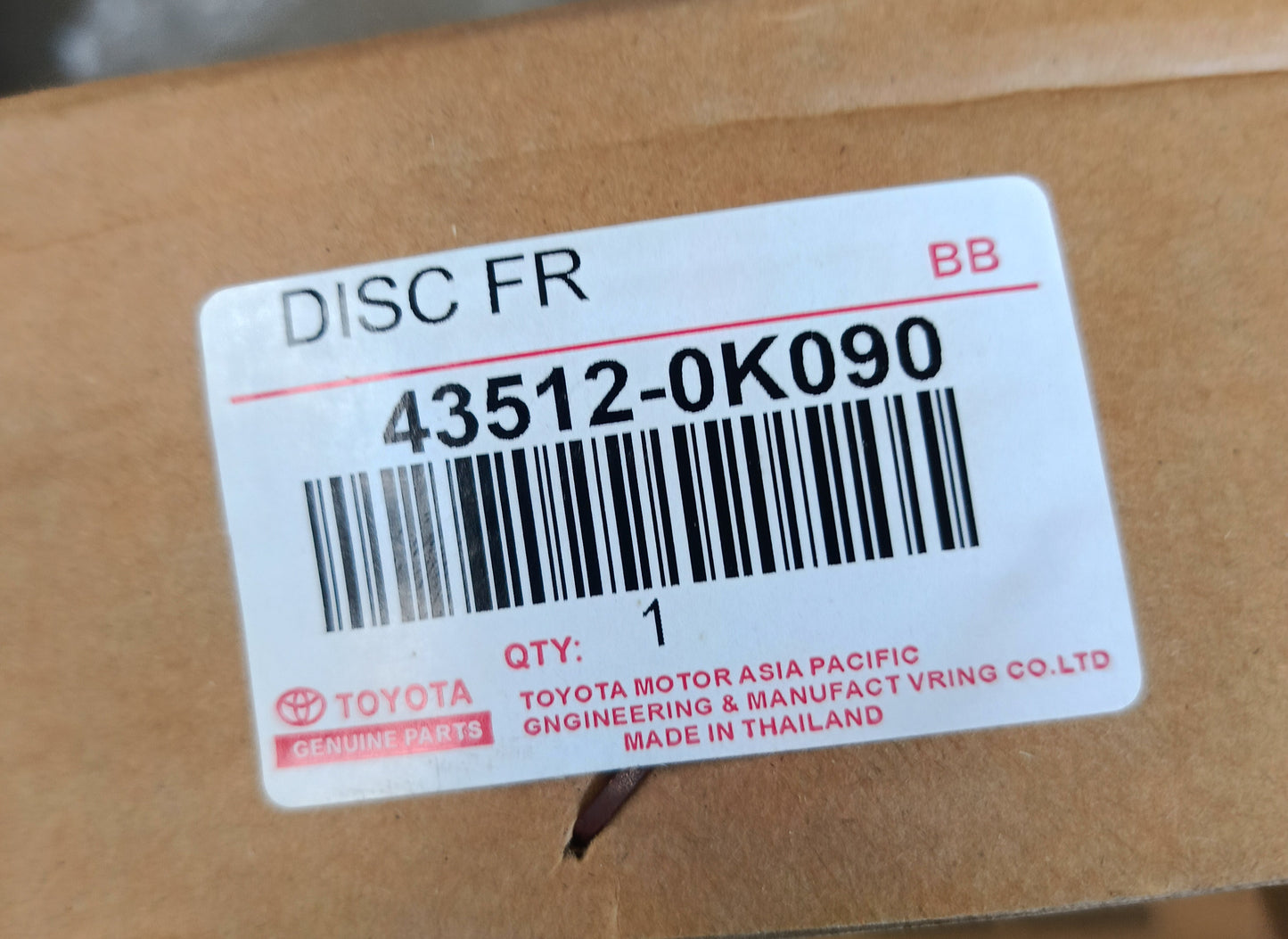 TOYOTA REVO GUN125/GUN126/KUN26 DISC ROTOR (FRT) 3.0 (THAI) (43512-0K090)